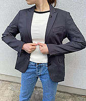 Жіночий піджак, вільний жакет із маленькою брошкою сірий, 48