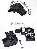 Роз'єм живлення C13 кутовий гніздо на кабель 250B 10A 3 контакти IEC 320, фото 3