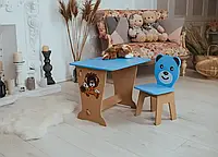 Детский столик и стульчик для творчества, Набор столик и стульчик мишка для занятий и игр, Столик для обучения
