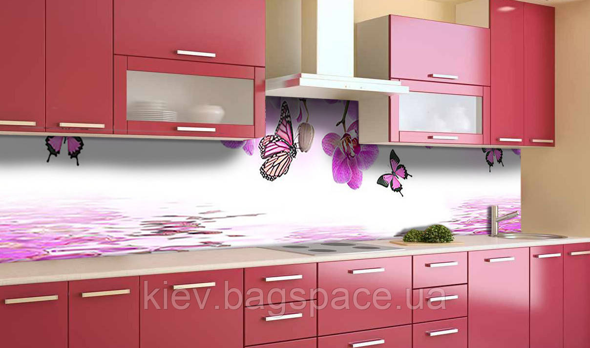 Наклейка вінілова кухонний фартух Zatarga Орхідеї та Метелики 650х2500 мм KB, код: 5561919