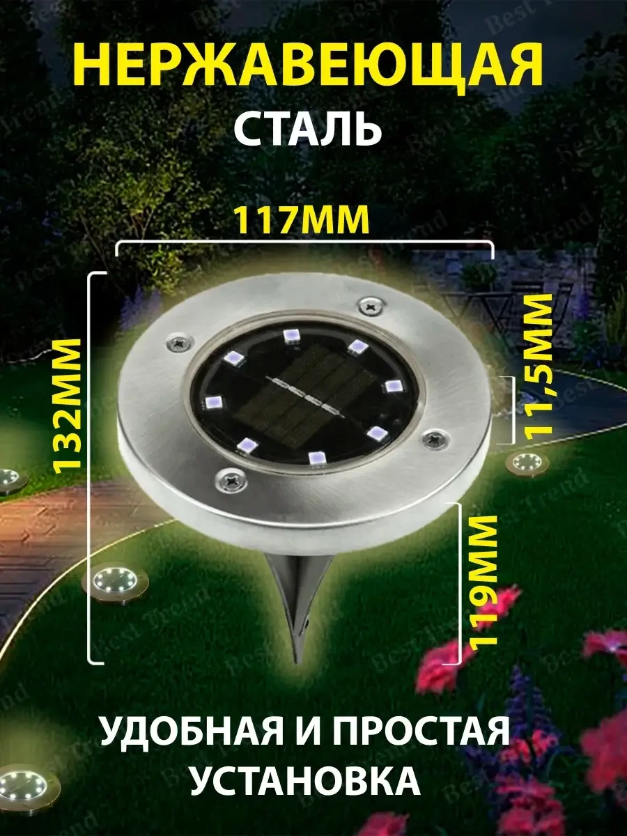 Садовий світильник на сонячній батареї вуличний LED ліхтар для дачі будинку саду Solar Disk