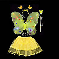 Карнавальный наряд крылья с юбкой светящийся Бабочка 9088 желтый высокое качество