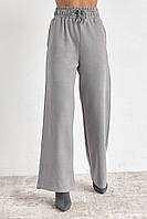 Теплые брюки-кюлоты с высокой талией - серый цвет, S (есть размеры)
