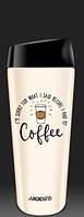 Термокружка Ardesto Coffee Time Meowning AR-2645-WC 450 мл бежевая высокое качество