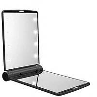 Карманное зеркало складное с LED подсветкой чёрное A-PLUS 822 GB, код: 8380082