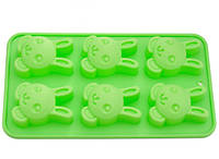 Форма силиконовая для выпечки Зайки 6944 26х14.5х3 см зеленая высокое качество
