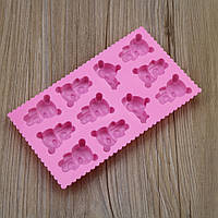 Форма силиконовая для выпечки Мишки 6946 21.5х12х2 см розовая высокое качество