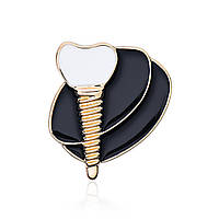 Значок BROCHE Имплант с коронкой чёрный BRGV112786 TR, код: 7574398