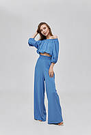 Комплект блузка и брюки палаццо VOLGINA S синий (68983394) 005019S SC, код: 8211547