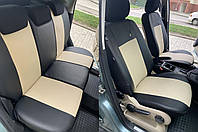 Авточехлы из эко кожи Volkswagen Fox (2005- POK-TER Road с бежевой вставкой z115-2024