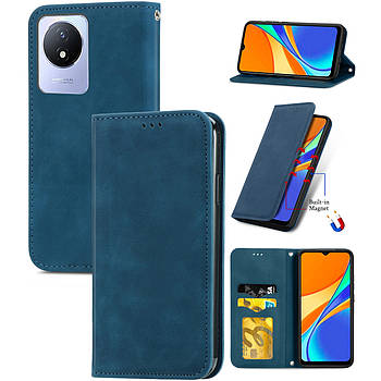 Чохол-книжка Skin Feel Leather Wallet для Vivo Y02 Blue