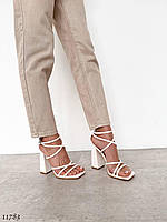 Практичные женские белые босоножки на каблуке Летние Эко-кожа Лето, 40