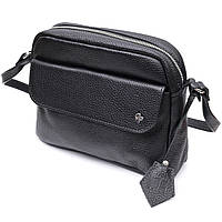 Женская сумка кросс-боди из натуральной кожи GRANDE PELLE 11651 Черная PM, код: 8323885