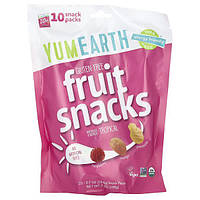 YumEarth, Органические фруктовые снеки, тропические фрукты, 10 упаковок, 17,6 г в каждой
