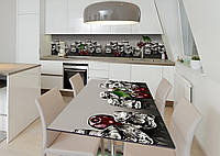 Наклейка 3Д виниловая на стол Zatarga «Вишня со льдом» 600х1200 мм для домов, квартир, столов EM, код: 6440341