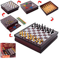 Настільна гра 780 11в1, ігрове поле-дерево, фігури/кульки/шашки-пластик, кор., 31,5-31-7,5 см.