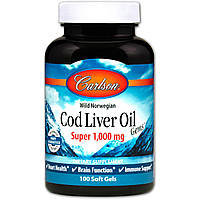 Рыбий жир из печени трески Carlson Labs Cod Liver Oil норвежский 1000 мг 100 капсул (1211) OE, код: 1535266