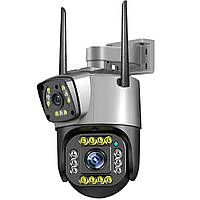 Двойная поворотная уличная WiFi камера видеонаблюдения uSafe OC-04DL-PTZ, с 2 объективами, 4 МП, 1080P