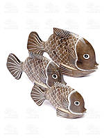 Індонезія Набір статуеток Риба бежева Хвиля 22х15/19х12/15х10см 32102e
