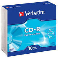 Диск CD Verbatim CD-R 700Mb 52x Slim case 10шт Extra (43415) h