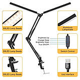 Настільна подвійна лампа FX-320 (24 Вт.) 2в1: на підставці та струбціні для освітлення робочого місця, фото 9