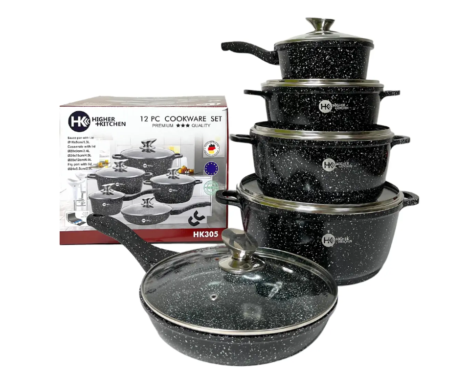 Набір посуду з гранітним антипригарним покриттям Higher Kitchen HK-305 з 14 предметів