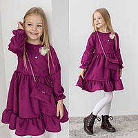 Нарядне Плаття на дівчинку 104, 128 см Замша 001317 Марсала