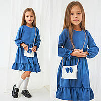 Сукня на дівчинку 98-128 см Замш 002574 Синя