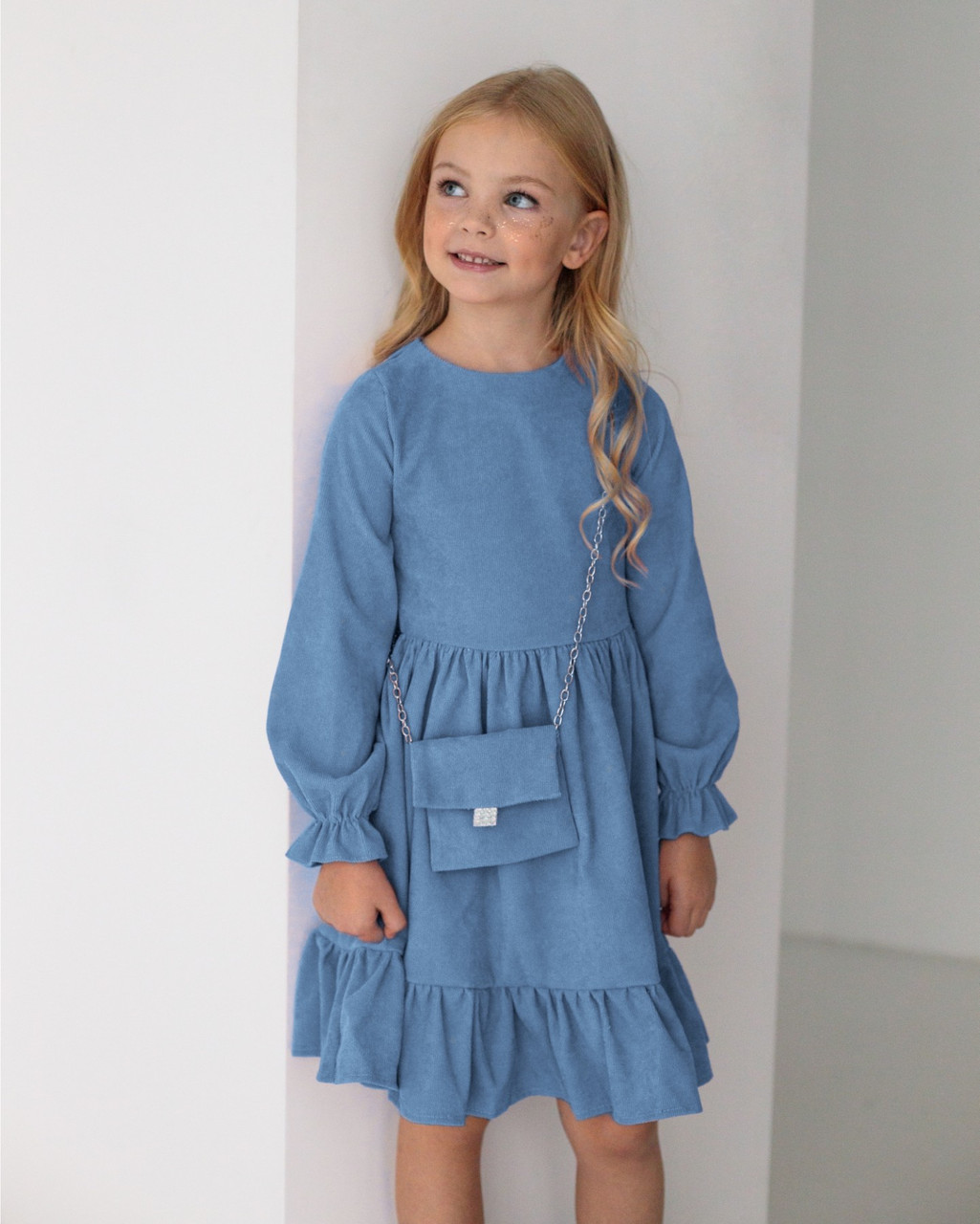 Сукня на дівчинку 98, 116 см Вельвет 002797 Синій