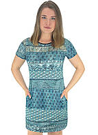 Сукня жіноча з кишенями віскоза абстракція 44 бірюзовий (4125)