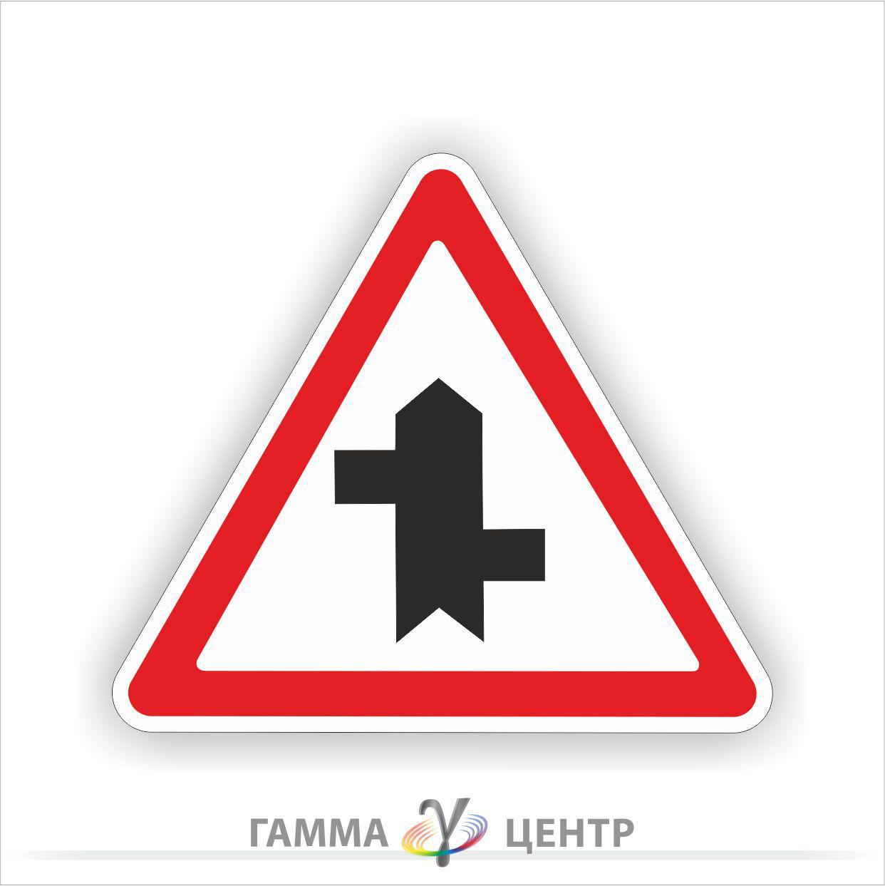 Не світловідбивна наклейка (маска) дорожнього знаку 1.23.3. Прилягання другорядної дороги