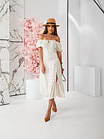 Летнее женское платье из хлопковой ткани штапель, легкое, приятное на ощупь №8012 Белый