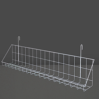 Корзина сетчатая навесная 74 х 10 см борт 4 см на торговую сетку Корзина - Полка металлическая белая на сетку