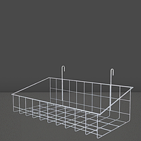 Корзина сетчатая навесная 43 х 20 см борт 8 см на торговую сетку Корзина - Полка металлическая белая на сетку
