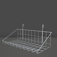 Корзина сетчатая навесная 43 х 20 см борт 4 см на торговую сетку Корзина - Полка металлическая белая на сетку