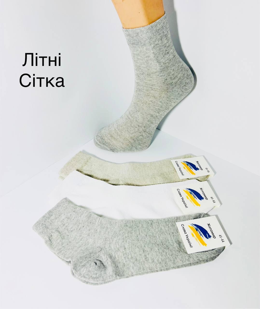 Шкарпетки чоловічі 12 пар літні сітка середні бавовна Житомир розмір 41-44 світлий мікс кольорів