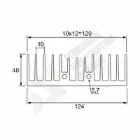 Алюминиевый профиль радиатор 124х40 - без покрытия (00-00404805)