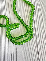 Бусины Рондель хрустальные (стекло) 6*4мм (85 шт), Цвет зеленый прозрачный
