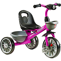 Велосипед детский трехколесный Best Trike розовый с музыкальной фарой и корзинками BS-44101