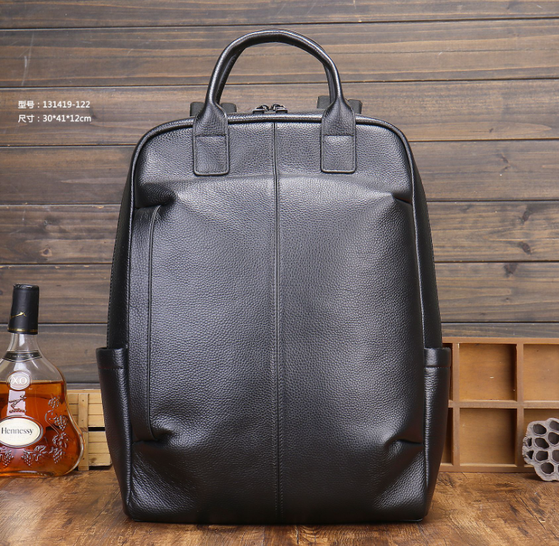 Шкіряний чоловічий рюкзак класичний чорний з натуральної шкіри якісний