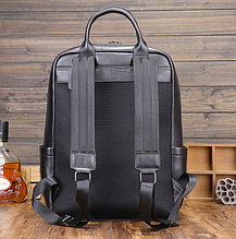 Шкіряний чоловічий рюкзак класичний чорний з натуральної шкіри якісний, фото 5