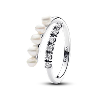 Серебряное кольцо Pandora открытое с жемчужинами и паве 193145C01