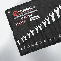 Качественный прочный набор стальных рожково накидных ключей Intertool 12 штук в чехле из нейлона 43-35 см tor