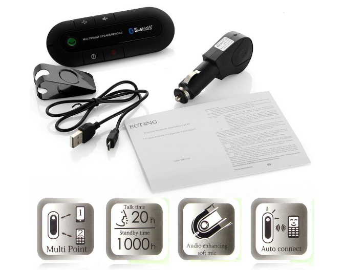 Автомобильный беспроводной динамик-громкоговоритель Bluetooth Hands Free kit HB 505-BT спикерфон ZXC - фото 7 - id-p2194618712