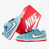 Мужские кроссовки Nike SB Dunk Low Club 58 Gulf blue Обувь Найк СБ Данк Лоу синие голубые замшевые