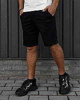 Мужские летние черные шорты трикотажные повседневные на резинке , Качественные однотонные шорты черного niki