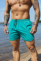 Мужские бирюзовые шорты летние пляжные быстросохнущие, Плавательные легкие шорты бирюзового цвета для ба niki