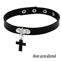 Стильный Кожаный черный чокер с крестом в стиле Панк готический ошейник подвеска Крест