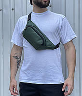 Мужская сумка-бананка цвет хаки через плече спортивная , Напоясная бананка хаки качественная из ткани Ox niki