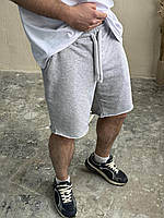Мужские летние серые шорты оверсайз однотонные на трехнитке, Стильные свободные шорты серого цвета на шн niki
